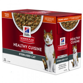 Hills Science Plan Adult Sterilized Cat Healthy Cuisine Stew with Chicken & added Vegetables – пълноценна мокра храна за кастрирани котки, задушено пилешко със зеленчуци 12 х 80 гр.